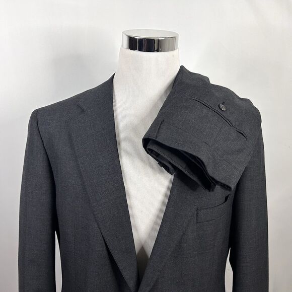 Ralph Lauren Polo University Club 46R Suit 40 x 29 Pleated Wool Gray Two Button